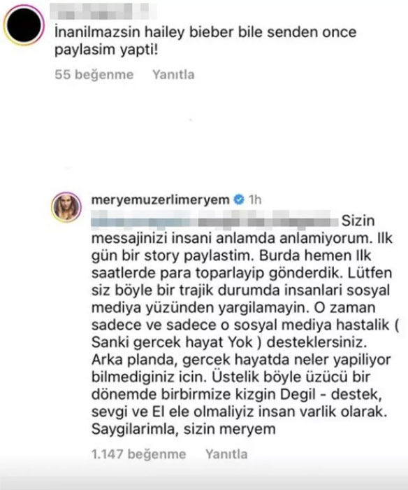 meryem uzerli den takipcisine sitem dolu yanit 6